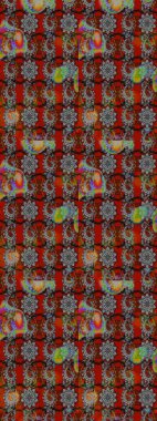 Raster. Gri ve kırmızı renkte güzel çiçekli eskiz deseni, suluboya çiçek deseni, duvar kağıdı, kart veya kumaş için fayanslı..