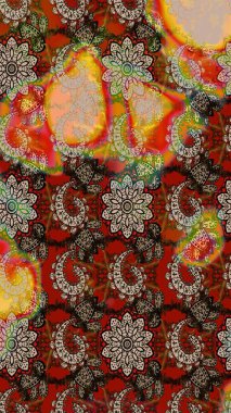 Kahverengi ve bej renkli çiçekler. Çizim çiçek deseni duvar kâğıdı olarak kullanılabilir. Raster illüstrasyonu.