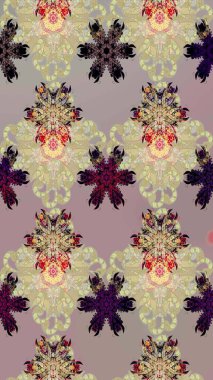 Robot resim. Bej ve gri renkli çiçekler. Raster illüstrasyonu. Şirin çiçek elementleri..