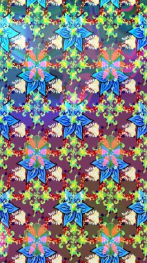 Raster illüstrasyonu. Tekstil veya kitap kapakları, imalat, duvar kağıtları, baskı, hediye paketi ve yapıştırma kitabı için çiçek eskizi geçmişi. Küçük ölçekli çiçeklerdeki basit sevimli desen.