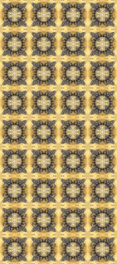 Altın antika ortaçağ dekoratifi, yapraklar ve bej, gri ve sarı renkte altın desenli süslemeleri olan pürüzsüz bir desen. Kusursuz kraliyet lüksü, altın barok kumaş rengi..