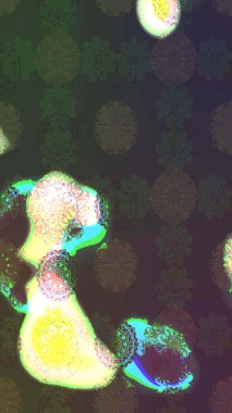 Soyut çiçek çizim kalıbı arka planı. Raster deseni. Raster illüstrasyonu. Yeşil renklerde. Küçük çiçekte sevimli çiçek deseni var..