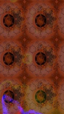 Kahverengi renklerde bahar çiçekleri. Çiçek ve yapraklı karalama şeklinde Raster çiçek deseni. Raster illüstrasyonu.