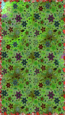 Yeşil ve nötr renklerde çiçek desenleri yok, el yapımı papatyalar, papatyalar. Tekrarlayan çiçek arkaplanı, zarif yeşil ve nötr çiçek duvar kağıdı.