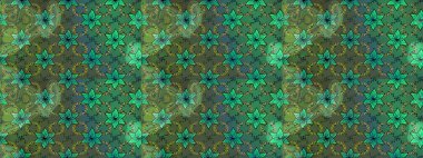 Düz Çiçek Elementleri Tasarımı. Sevimli çiçek raster deseni. Yeşil ve mavi renkte çiçekler. Renkli Bahar Teması çizim şablonu.