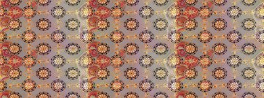 Hint çiçek liyada madalyon deseni. Etnik Mandala süsü. Tekstil, tebrik kartı, boyama kitabı, telefon kılıfı baskı için kullanılabilir. Raster Kına dövme tarzı.