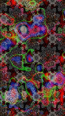 Siyah ve gri renklerde. Raster illüstrasyonu. Çiçekli güzel suluboya desen.