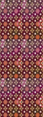 Hediye ambalaj kağıdı, tebrik kartları, posterler ve pankart tasarımı. Raster düz çiçek çizim deseni. Kahverengi ve mor renkte çiçekler.