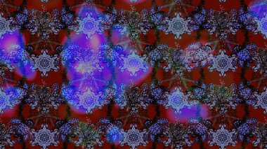 Raster illüstrasyonundaki çiçek desenli çizim. Mor ve kırmızı renkte çiçekler.