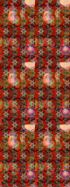 Raster illüstrasyonu. Çiçekli karalama şeklinde Raster çiçek deseni. Nazikçe, yaz çiçekleri kahverengi ve kırmızı renklerde.