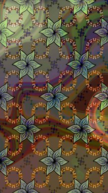 Düz Çiçek Elementleri Tasarımı. Kahverengi ve gri renkli çiçekler. Renkli Bahar Teması eskiz kalıbı. Çiçekle çizim deseni.