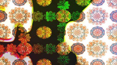 Raster illüstrasyonundaki çiçek desenli çizim. Gri ve kahverengi renkte çiçekler.