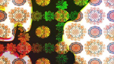 Raster illüstrasyonundaki çiçek desenli çizim. Gri ve kahverengi renkte çiçekler.