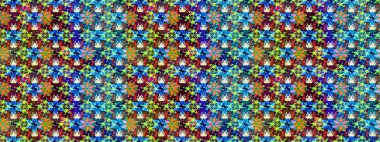 Mavi ve kahverengi renkte çiçekler. Küçük çiçekteki sevimli çiçek deseni. Raster illüstrasyonu.