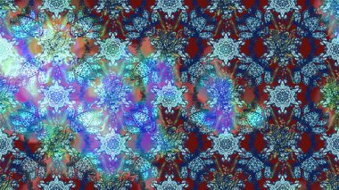 Mavi ve nötr küçük çiçekler ve mavi ve nötr renklerdeki komik böcekler, raster desen, illüstrasyon.