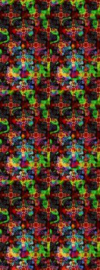 Patlayan çiçekler soyut olarak yerleştirilmiş. Yumuşak, bahar çiçekleri siyah ve kahverengi renklerde. Raster deseni. Raster illüstrasyonu.