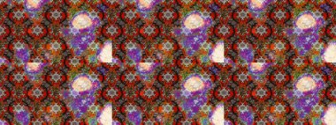 Raster illüstrasyonundaki çiçek desenli çizim. Kahverengi ve gri renkte çiçekler.