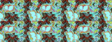 Çiçekli karalama şeklinde Raster çiçek deseni. Nazik, sevimli çiçek arkaplanı. Mavi ve yeşil renkte çiçekler.