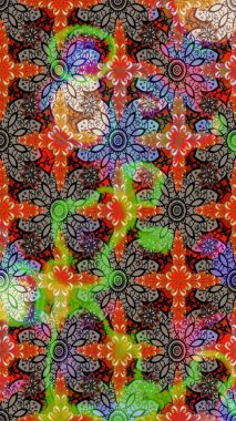 Raster illüstrasyonundaki çiçek desenli çizim. Suluboya tarzında kahverengi ve bej renkte çiçekler.