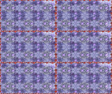 Mor ve nötr renklerde çiçekler. Raster illüstrasyonu. Mor ve nötr renklerde çiçeksiz. Şatafatlı bahar bahçesi dokusu. Çiçek deseni.