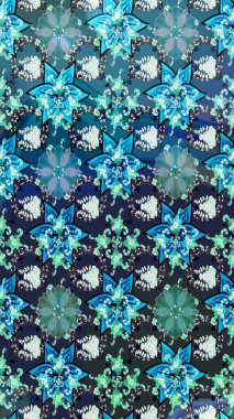 Raster illüstrasyonu. Şirin çiçekli eskiz deseni ve mavi ve gri renkli yapraklar, suluboya çiçek deseni, duvar kağıdı, kart veya kumaş için fayanslı.