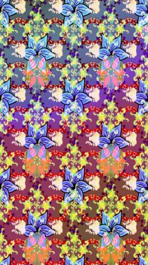 Taslak dekoratif arka plan, çiçek mandala. Raster illüstrasyonu. Çiçek. Tarafsız ve mor renklerde.