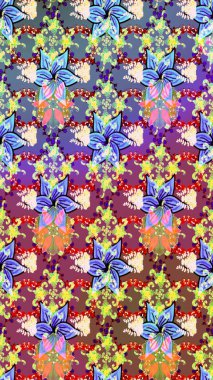 Taslak dekoratif arka plan, çiçek mandala. Raster illüstrasyonu. Çiçek. Tarafsız ve mor renklerde.