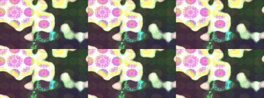 Çiçekli zambakların eskiz geçmişi. Çiçek tasarımı için inanılmaz bir kolaj cenneti tarzı. Parlak çiçekli kolaj çiçekleri yeşil ve gri.