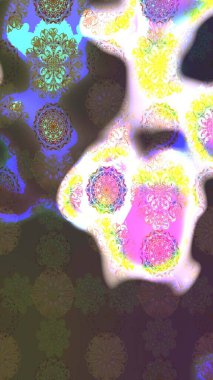 Çiçeksel kahverengi ve yeşil çizim deseni. Klasik taslak çizimi. Raster Yumuşak kumaş deseni. Raster çiçek izi..