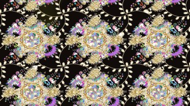 Sevimli çiçek raster deseni. Düz Çiçek Elementleri Tasarımı. Modaya uygun kumaş deseni. Renkli Yaz Teması çizim şablonu.