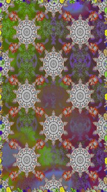 Küçük çiçekteki sevimli çiçek deseni. Gri ve kahverengi renkli yaz çiçekleri. Raster deseni. Raster illüstrasyonu.