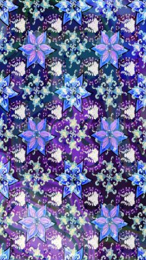 Düz Çiçek Elementleri Tasarımı. Mavi ve mor renkli çiçekler. Raster illüstrasyonundaki çiçek desenli çizim. Renkli Bahar Teması çizim şablonu.