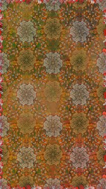 Raster illüstrasyonu. Kahverengi renklere karalamalar çizen kusursuz çiçek deseni.