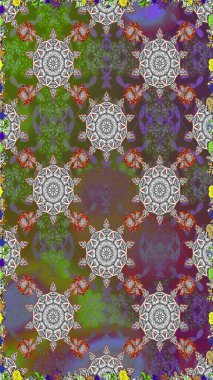 Küçük çiçekteki sevimli çiçek deseni. Gri ve kahverengi renkli yaz çiçekleri. Raster deseni. Raster illüstrasyonu.