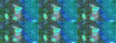 Raster illüstrasyonu. Küçük çiçekteki sevimli çiçek deseni. Raster deseni. # Mavi ve yeşil renkte yaz çiçekleri #.