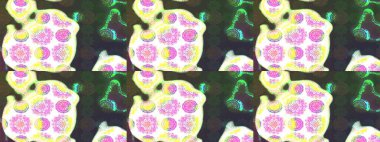 Flat Flower Elements Design. Sketch pattern with flower. Flowers on green and gray colors. Colour Spring Theme sketch pattern Background.