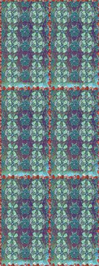 Asya tekstil tarzında. Raster illüstrasyonu. Kusursuz çiçek deseni. Raster illüstrasyonu. Mavi ve yeşil renkte çiçekler.