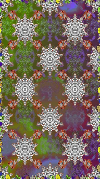 Küçük çiçekteki sevimli çiçek deseni. Gri ve kahverengi renkli yaz çiçekleri. Raster deseni. Raster illüstrasyonu.