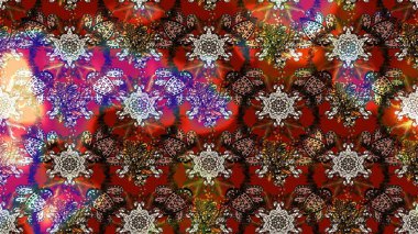 Klasik çiçek tasarımı elementleri. Raster illüstrasyonu. Kahverengi ve kırmızı kıvırcık çiçekler kahverengi ve kırmızı renklerde.