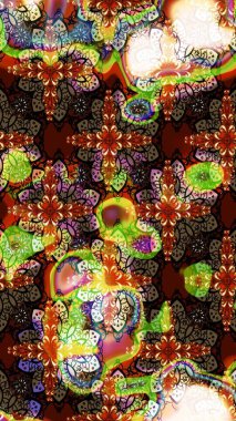 Suluboya, elle çizilmiş. Kahverengi ve siyah üzerine çiçekler. Eskiz arkaplan modeli. Raster stoku.