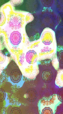 Çiçekli ipek eşarp. 1950-1960 motifleri. El çizimi çiçek unsurları olan soyut çizim raster deseni. Tarafsız ve kahverengi, nötr ve kahverengi. Retro tekstil tasarım koleksiyonu.