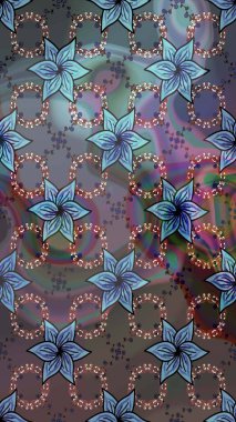 Vadinin çiçekleri gri ve mavi renklerde. Raster çiçek desenleri çiziyor..