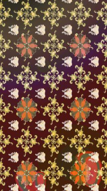 Kahverengi ve mor renklerde. 3D çiçekler, eskiz. Raster illüstrasyonu.