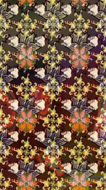 Nazikçe, güzel çiçek arkaplanı. Kahverengi renkli çiçekler. Raster çiçek desenli ve çiçekli..