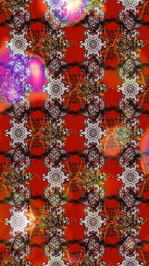 Çiçeksel fantezi tasarımı ve parlak bir arka plan çizimi. Düz Çiçek Elementleri Tasarımı. Renkli Bahar Teması çizim şablonu.