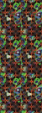 Kabile sanatı boho baskısı, klasik çiçek arkaplanı. Arkaplan dokusu, duvar kağıdı, kahverengi ve siyah renkli çiçek teması. Soyut etnik raster çizim kalıbı.