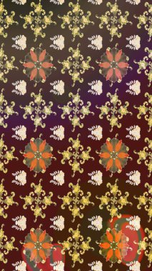 Kahverengi ve mor renklerde. 3D çiçekler, eskiz. Raster illüstrasyonu.