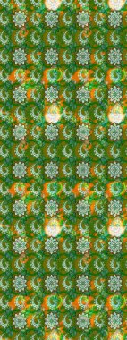 Flowers on green and brown colors. Raster floral pattern in doodle style with flowers. Gentle, nice floral background.