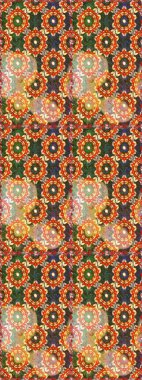 Turuncu ve kahverengi renkli Royal retro. Klasik çiçek dokusu. Kusursuz desenli altın elementler. Kart, duvar kağıdı, ambalaj ve tekstil için klasik tasarım. Altın şablon. Raster illüstrasyonu.