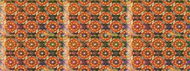 Kahverengi ve turuncu renklerde altın elementlerle kusursuz desen. Kusursuz klasik raster altın desenli. Geleneksel oryantasyon süsü. Klasik vintage arkaplan.